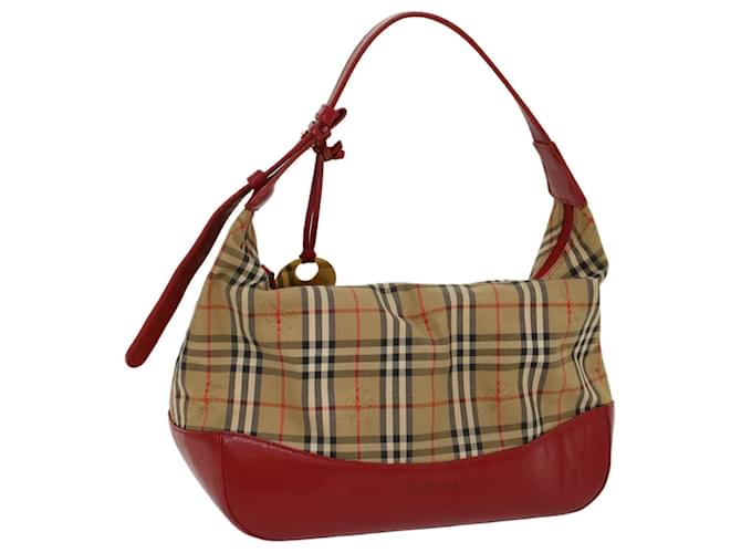 Autre Marque Burberrys Nova Check Hand Bag Canvas Leather Beige Red Auth 53395 Cloth  ref.1066426