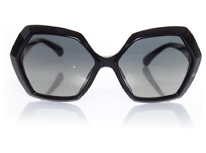 Chanel, Gafas de sol hexagonales negras Negro  ref.1066537