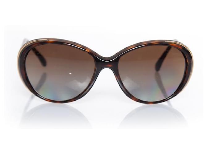 Chanel, Gafas de sol ovaladas marrones Castaño  ref.1066538