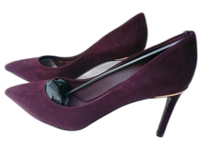 Dark Purple Suede Block Heels Pumps, Leather Shoes With Ankle Strap, V-cut  Pointy Toe, Short Heel Closed-toe Sandals, Purple Dress Shoes - Etsy Hong  Kong