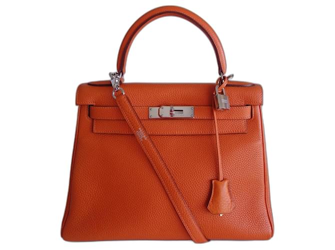 Hermès Hermes Kelly Tasche 28 Orange Leder  ref.1066603