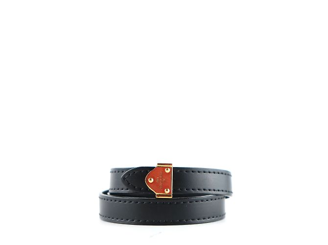 LOUIS VUITTON - Bracciale triplo in pelle nera Nero