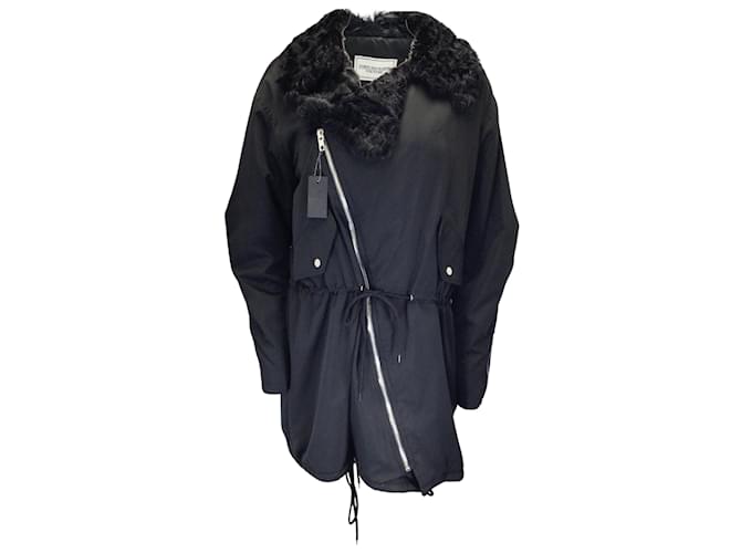 Autre Marque Forte Dei Marmi Couture Black Lamb Fur Collar Full Zip Jacket Nero Pelliccia  ref.1066658