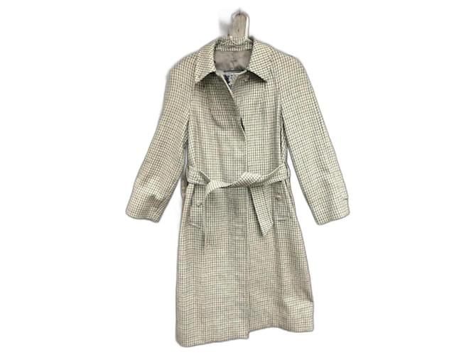 Vintage-Burberry-Tweed-Mantelgröße 36 Beige Grau  ref.1066681