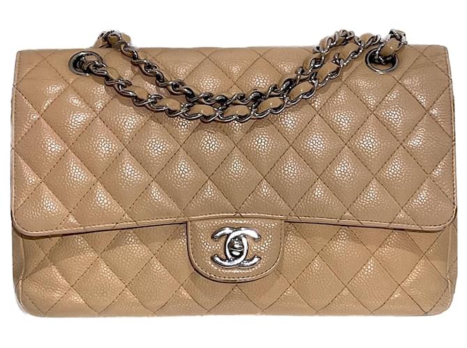 Timeless Chanel Сaviar DBL FLP Medium Bag Beige Leather  ref.1066693