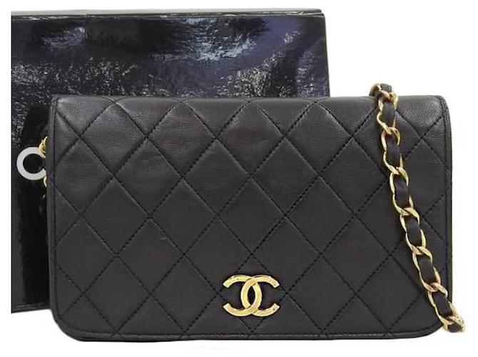 Chanel CC-Tasche aus gestepptem Leder mit voller Klappe A03571 Schwarz  ref.1066739