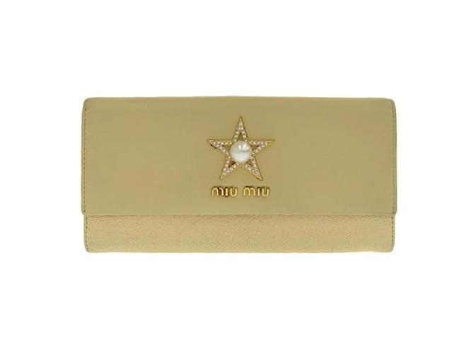 Miu Miu Leather Flap Wallet 5MH369 Yellow  ref.1066767