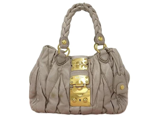 Miu Miu Matelasse Coffer Shoulder Bag Leather Shoulder Bag RN0473 in Good condition Brown  ref.1066768