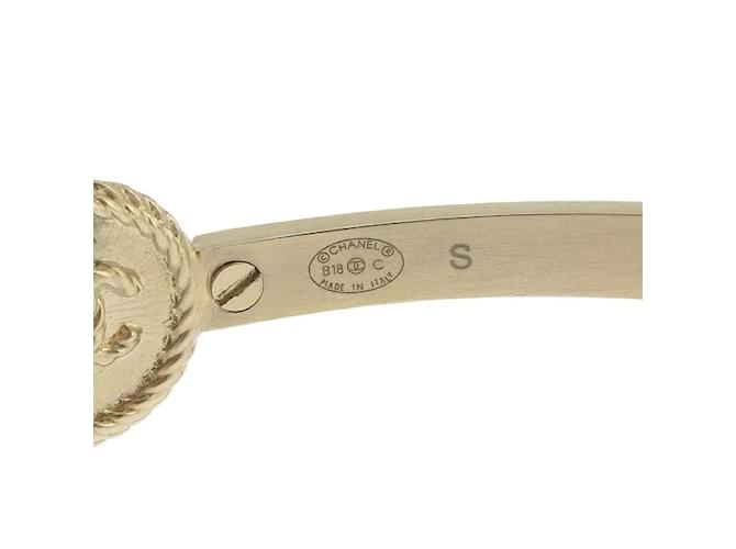 Chanel Faux Pearl Chain Cuff Bracelet Golden Metal  ref.1066772