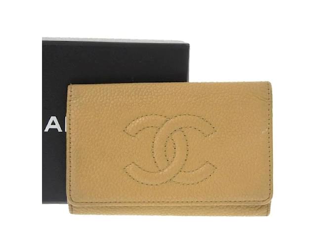 Chanel CC Caviar 6 key holder Brown Leather  ref.1066777