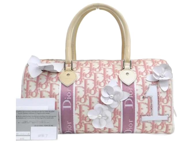 Dior Oblique Canvas Girly Mini Boston Bag Pink Cloth  ref.1066807