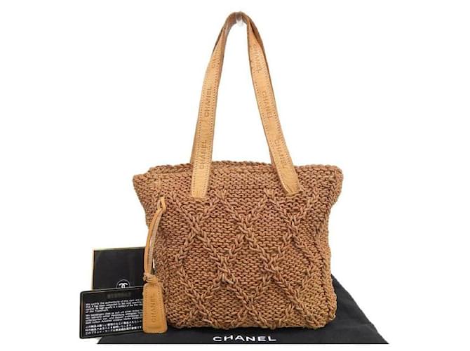 Chanel Woven Leather Tote Bag Brown Pony-style calfskin ref