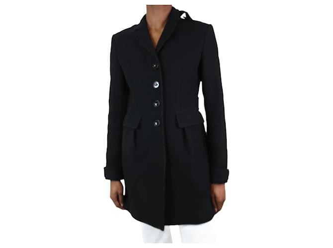 Burberry Black button-up wool coat - size UK 6  ref.1066844