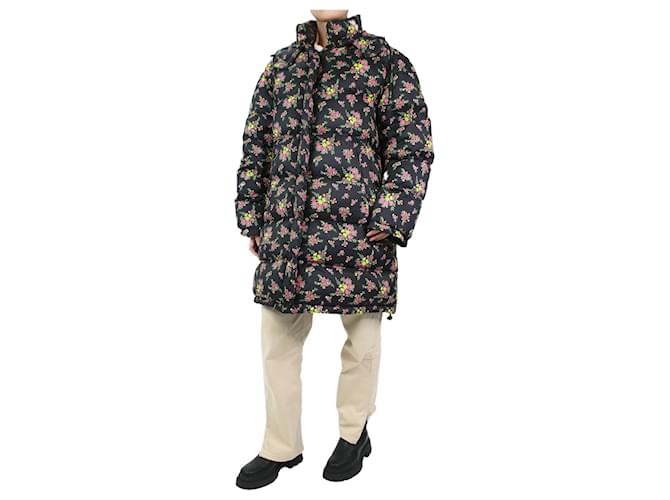 Gucci Black floral hooded puffer coat - size IT 42 Polyamide  ref.1066855
