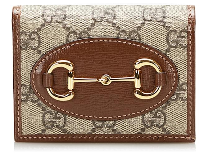 Gucci Horsebit 1955 card case wallet in GG Supreme/brown