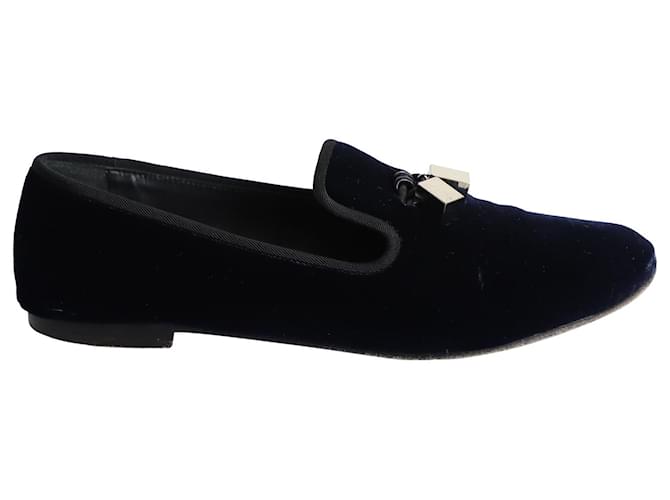 Giuseppe Zanotti Veronica Flat Loafers in Navy Blue Velvet  ref.1067097