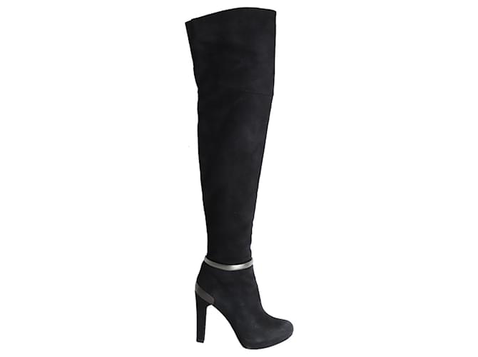 Fendi Over-the-Knee Heeled Boots in Black Suede  ref.1067100
