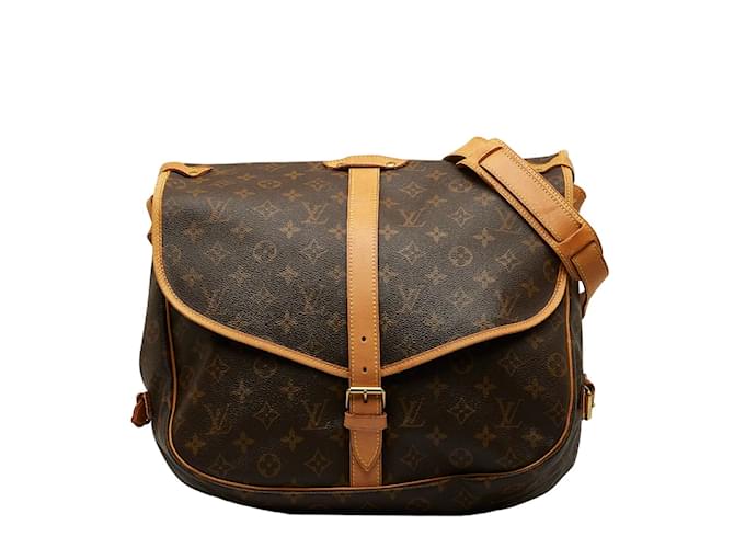 Louis Vuitton Monogram Saumur 35 Canvas Crossbody Bag M42254 in Fair condition Brown Cloth  ref.1067140