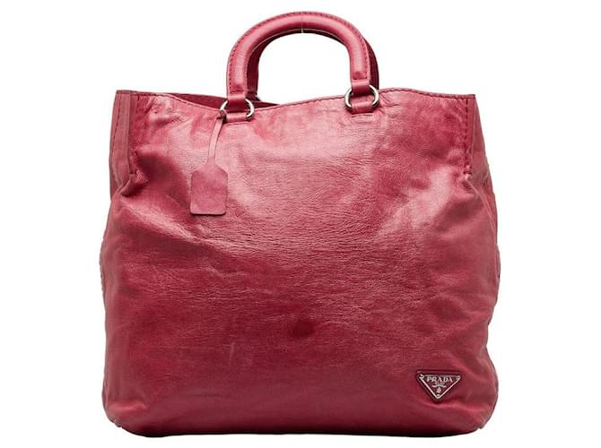 Prada Leather Tote Bag Leather Tote Bag in Good condition Pink  ref.1067159
