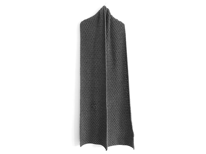 Étole écharpe en cachemire gris épais avec logo CC Archival Chanel  ref.1067309