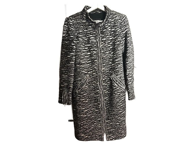 Cambon Chanel Black and White Wool Coat Size 38