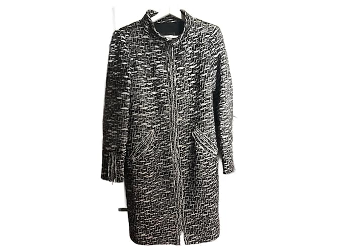 Cambon Chanel Coats, Outerwear Black White Wool  ref.1067322