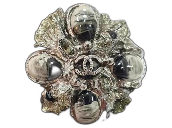 Chanel CC-Ring aus Metall und brauner Emaille Silber  ref.1067389
