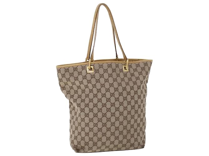 GUCCI GG Canvas Hand Bag Canvas Leather Beige Brown Auth 53661 Cloth  ref.1067426