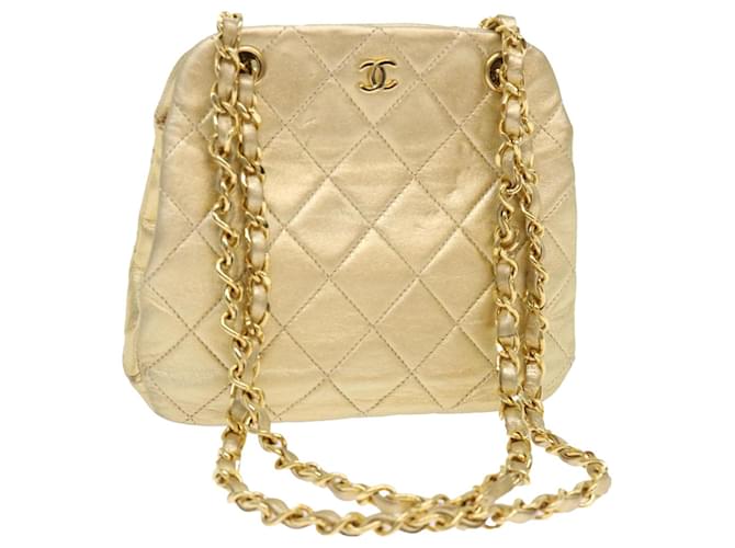 CHANEL Matelasse Chain Shoulder Bag Leather Gold CC Auth 53015a Golden  ref.1067457
