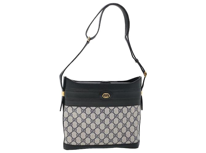 GUCCI GG Canvas Shoulder Bag PVC Leather Navy Auth 53390 Navy blue  ref.1067517