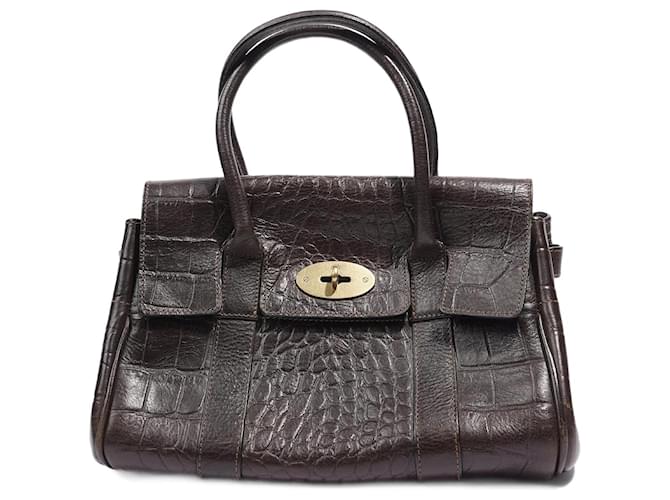 Mulberry Womens Small Bayswater Brown Croc Cloth