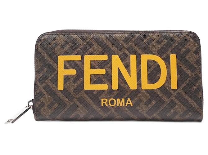 Fendi Zip Around Wallet Zucca Print Gelbe Leinwand ref.1067683 Joli Closet