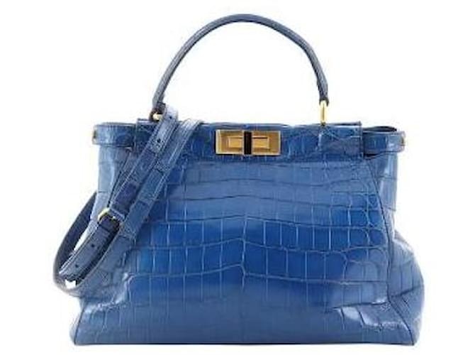 Fendi Blue Crocodile Leather Peekaboo Bag Exotic leather  ref.1067783