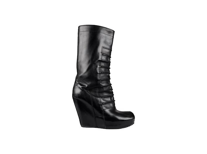 Rick Owens Leather Boots Black  ref.1067807