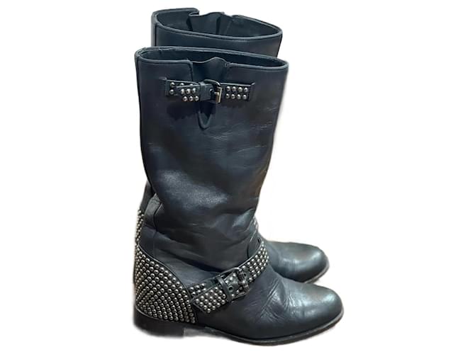 CHRISTIAN LOUBOUTIN  Boots T.eu 35.5 leather Black  ref.1067819