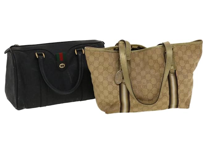 Bolso de mano GUCCI GG Canvas Sherry Line 2Conjunto Negro Rojo