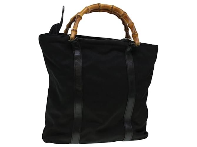 GUCCI Bamboo Hand Bag Nylon Black Auth bs5044  ref.1068242