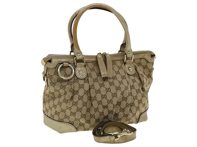 Gucci GG Canvas shoulder bag 2way Beige Auth ki2405 Brown Cloth  ref.1068250