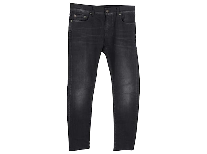 Jeans Saint Laurent Slim-Fit em Algodão Preto  ref.1068552