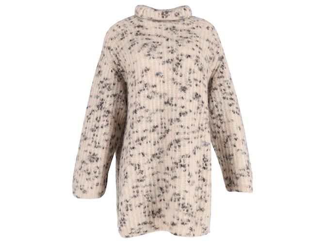 Totême Oversized Knitted Turtleneck Sweater in Beige Mohair Wool  ref.1068556