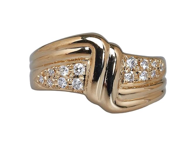 Tasaki 18K Gold Diamond Ring Golden Metal  ref.1068587