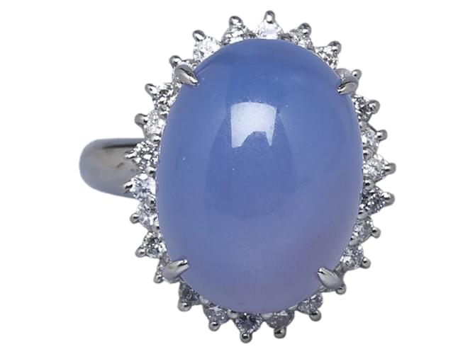 & Other Stories Platinum Diamond & Chalcedony Ring Silvery Metal  ref.1068588