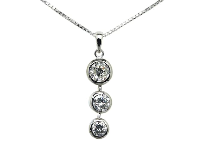 & Other Stories platinum 3P Diamond Drop Pendant Necklace Silvery Metal  ref.1068610