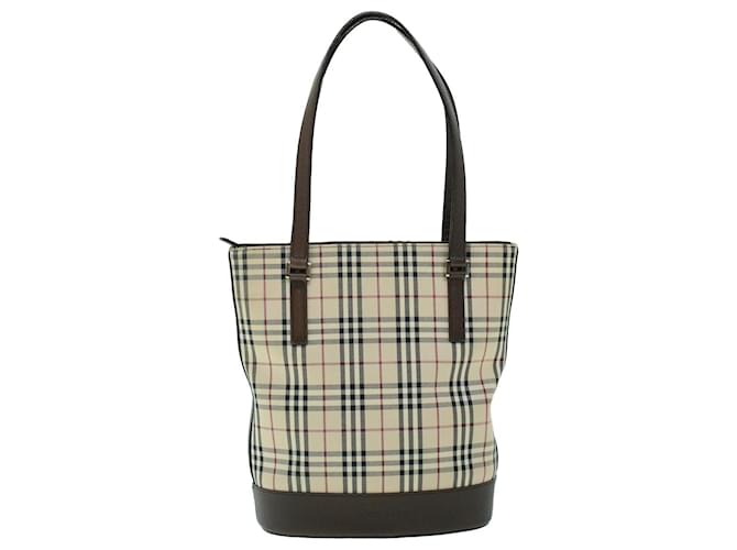 BURBERRY Nova Check Tote Bag Canvas Leather Beige Brown Auth 54021 Cloth  ref.1068896