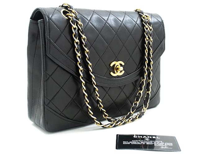 CHANEL Half Moon Chain Shoulder Bag Crossbody Black Quilted Flap Leather  ref.1069006