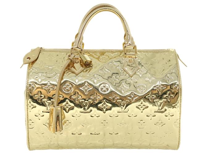 Louis Vuitton Speedy Dourado Couro envernizado  ref.1069101