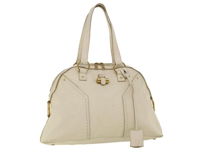 Yves Saint Laurent SAINT LAURENT Muse Sac à Bandoulière Cuir Blanc Authentique3205  ref.1069160