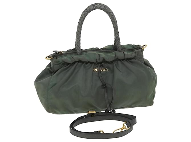 PRADA Shoulder Bag Nylon 2way Khaki Auth bs4556 Green  ref.1069196