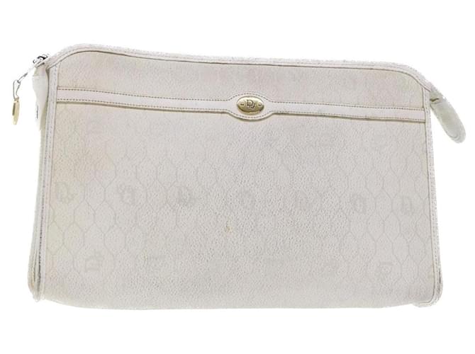 Bolsa clutch Christian Dior Honeycomb em lona branca Auth am4852 Branco  ref.1069262
