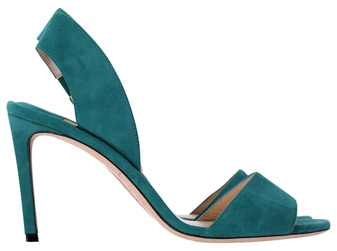 Jimmy Choo Sheila 85 Sandals in Turquoise Suede  ref.1069276